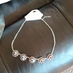 Christopher and banks,nwt,necklace,rhinestone,silver colored metal